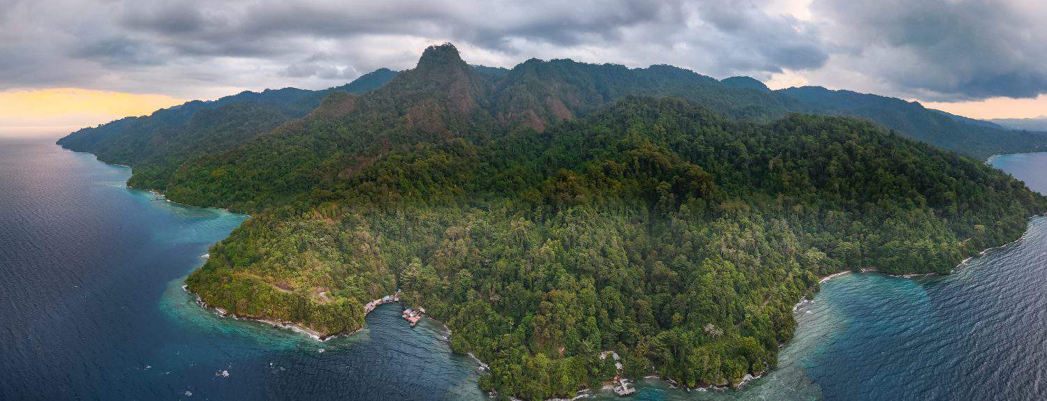 The Aerial View of Lubang Buaya Beach in Morella, Central Maluku, Indonesia