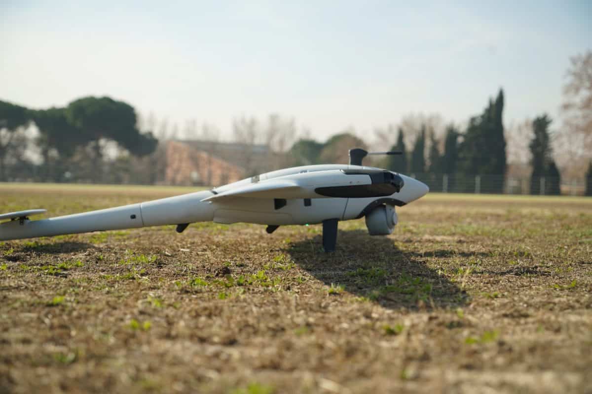 high tech uav plane about to perform its flight on a mission, on the ground, detailed military plane