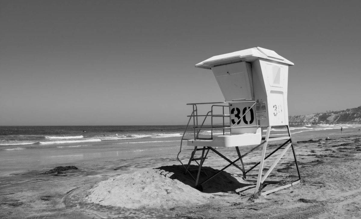 Lifeguard tower on the beach.