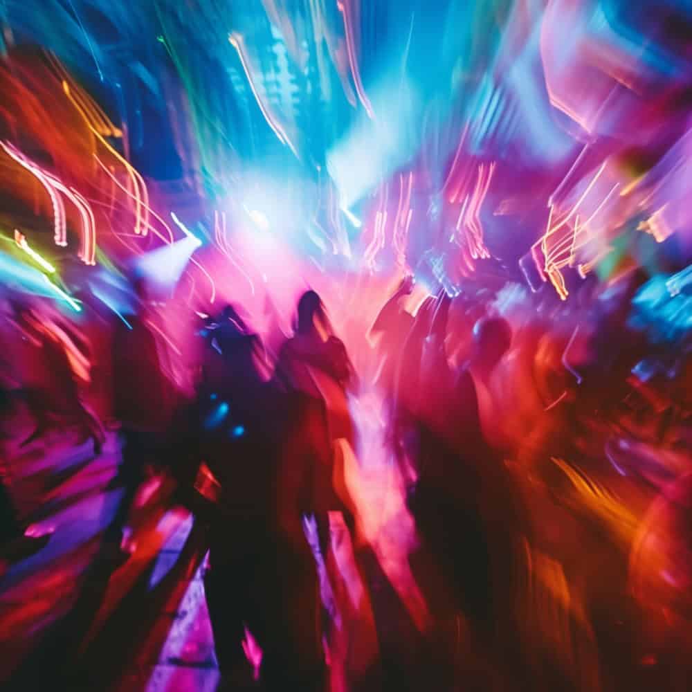 Blurred photo of people dancing in a nightclub