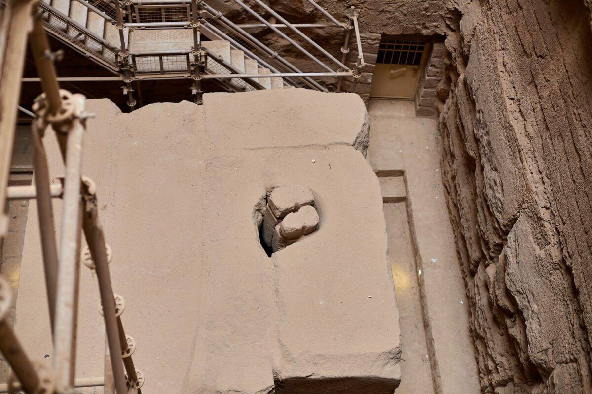 The shaft with the chamber roof of the South Tomb in Djoser pyramid complex in Saqqara, Giza, recently opened for visitors