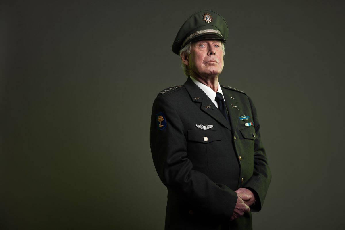 US military general in uniform. Studio portrait.