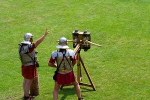 Roman Soldiers with a Catapult