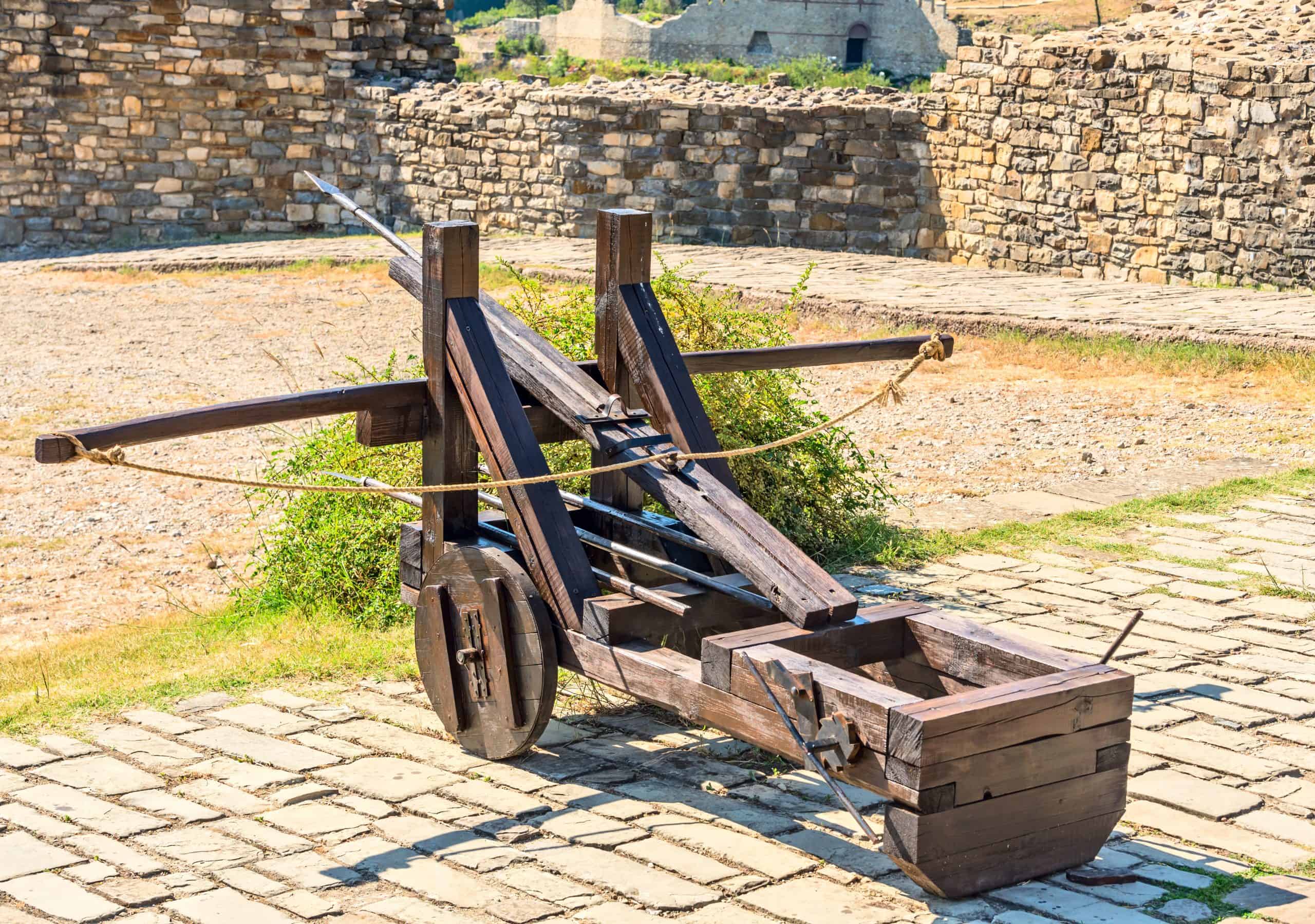 An old siege weapon in the fortress walls.