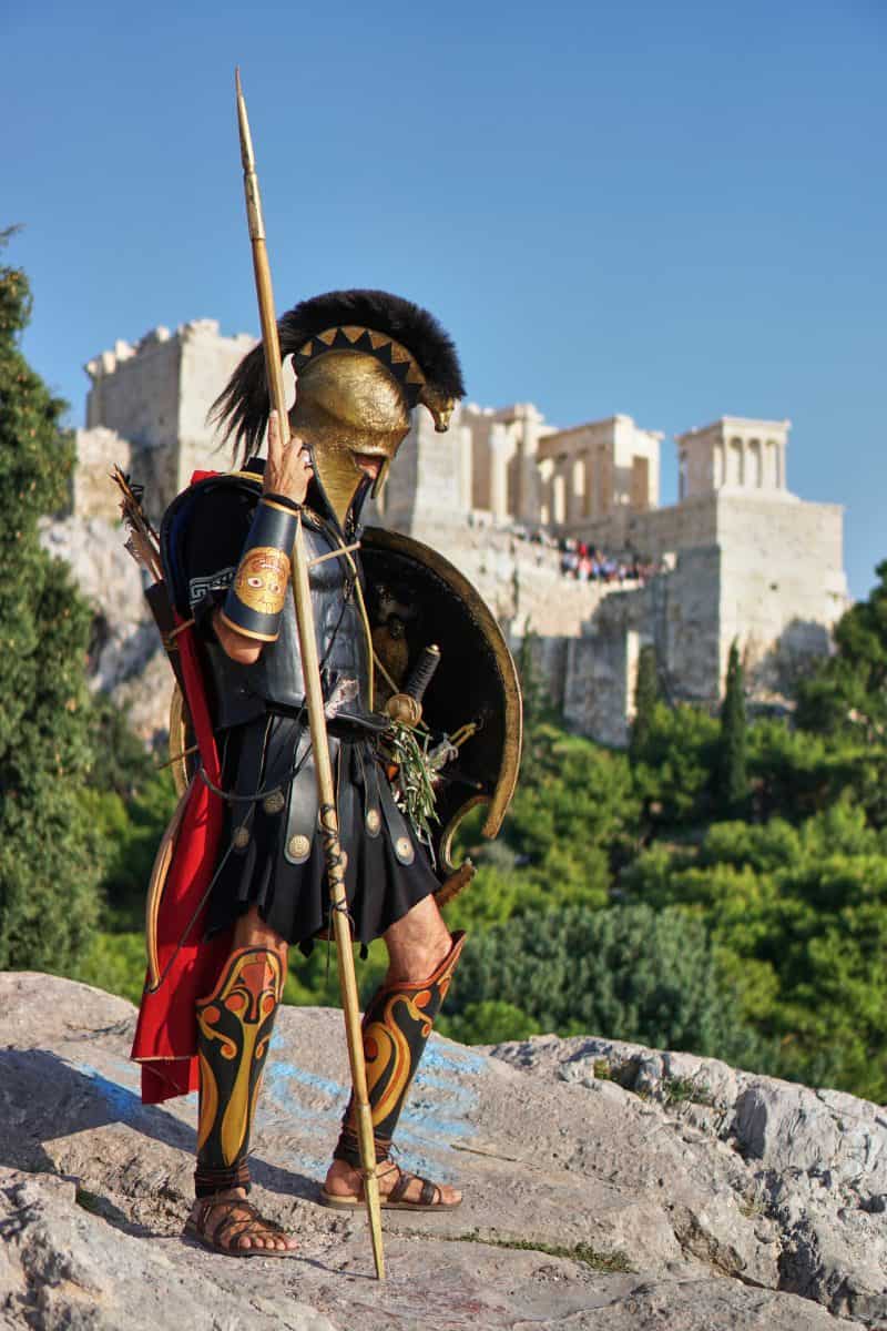 Greek hoplite reenactor on the Areopagus, 24 October 2018