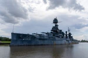 The US Navy USS Texas BB-35 Battleship in Galveston Texas, USA