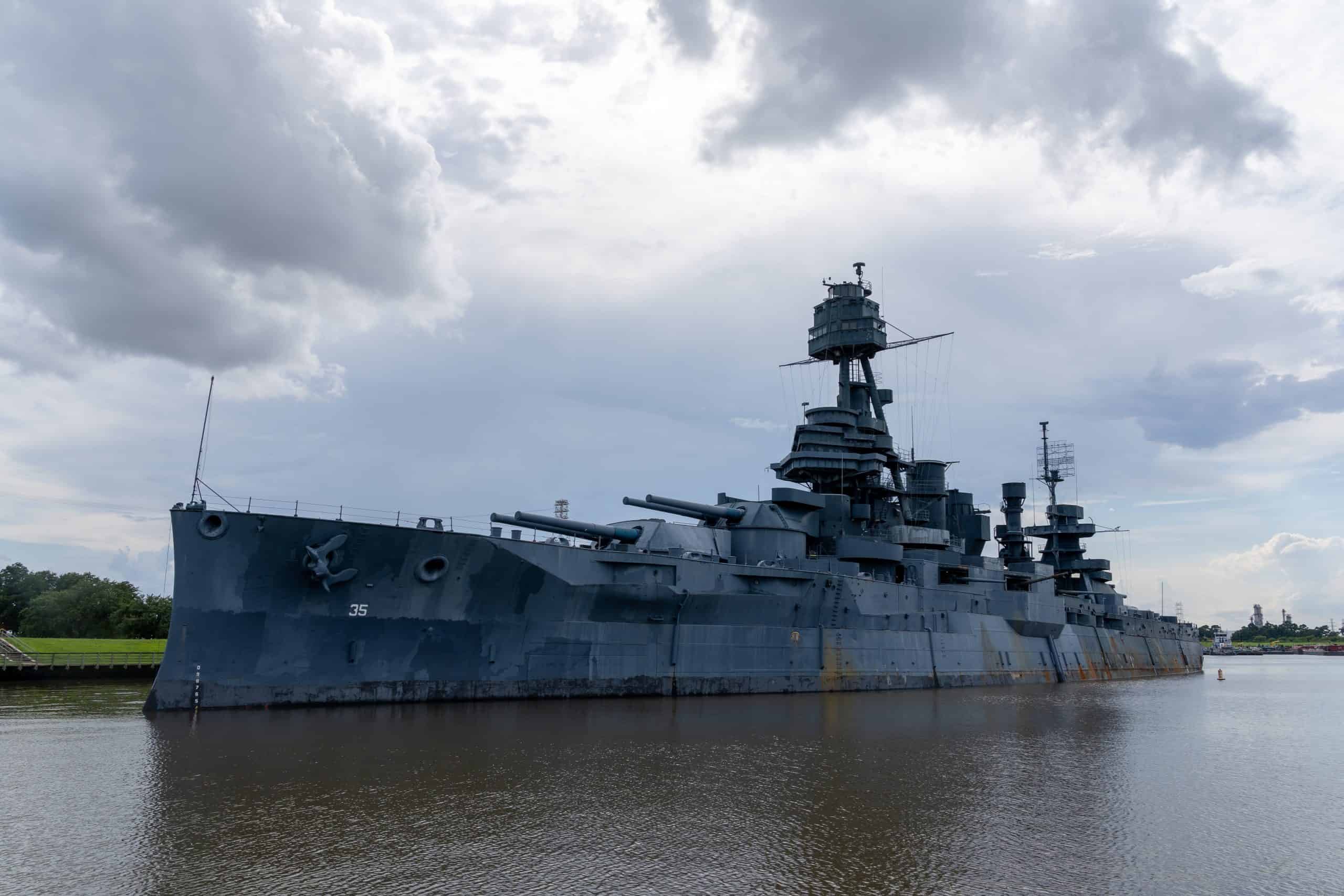 The US Navy USS Texas BB-35 Battleship in Galveston Texas, USA