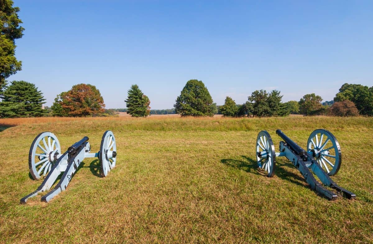 Some Replica cannons at Valley Forge National Historical Park, Revolutionary War encampment, northwest of Philadelphia, in Pennsylvania, USA