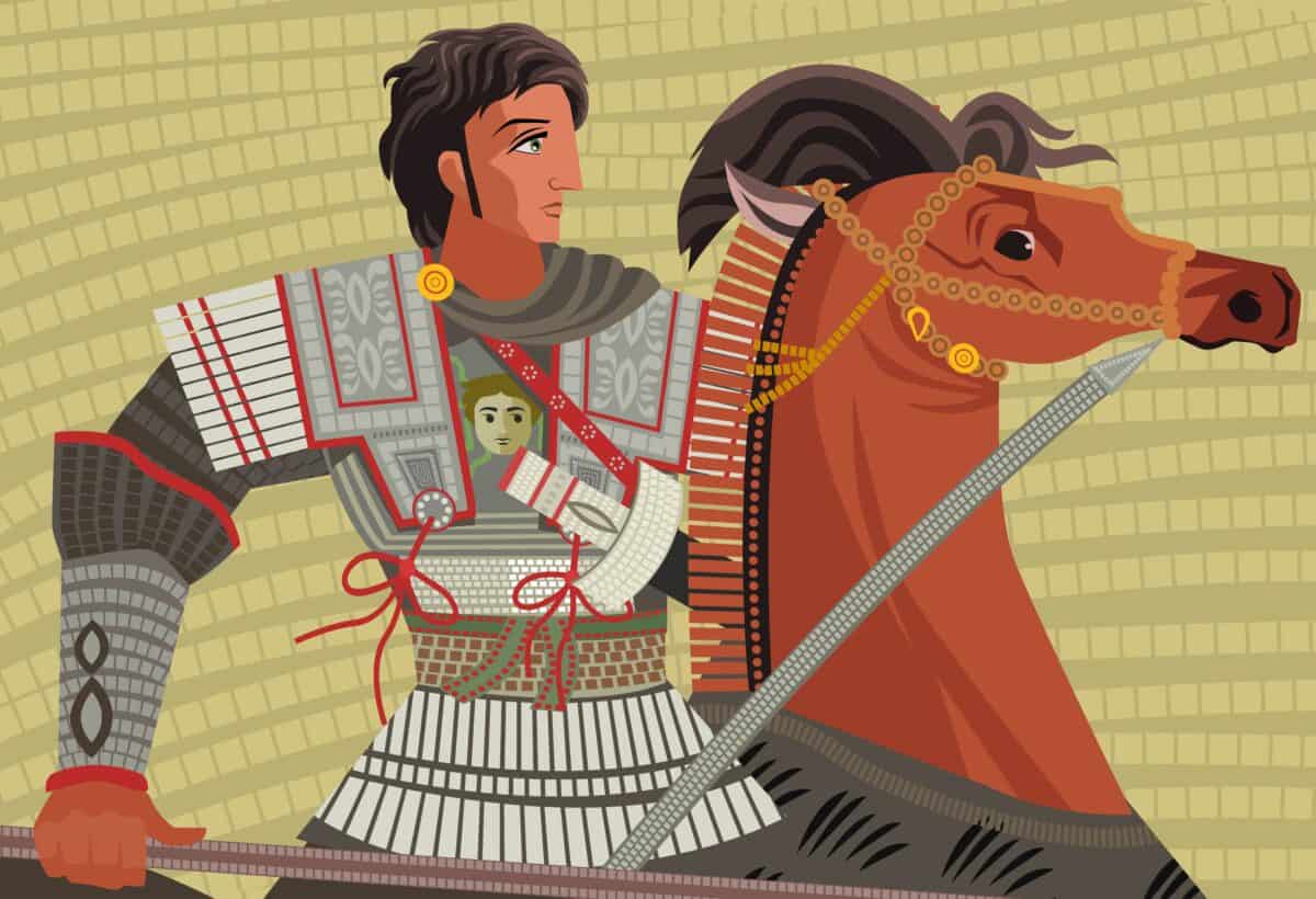 alexander the great mosaic riding a horse