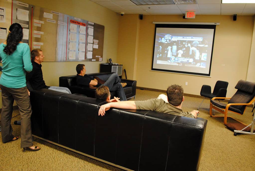 Watching the game at someone's house